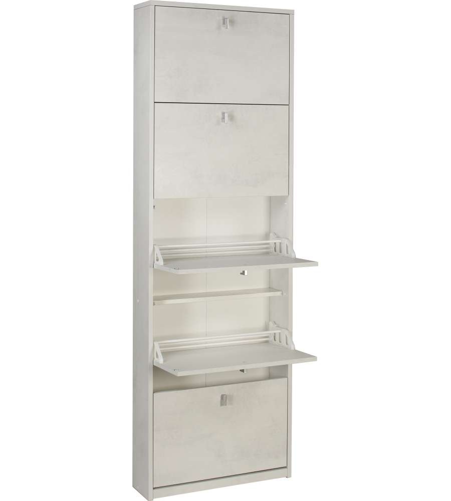 Scarpiera Verticale 4 Livelli (5 Paia) In Plastica - Porta Scarpe Salvaspazio Per Ingresso E Camera, Bianco E Grigio