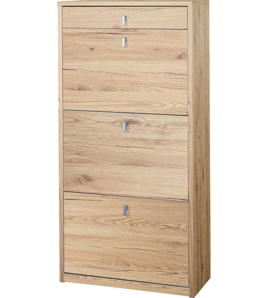 Scarpiera Moderna 70x90 Cm – 3 Ante + Cassetto, Seduta Imbottita, Bianco, Per Corridoio E Ingresso