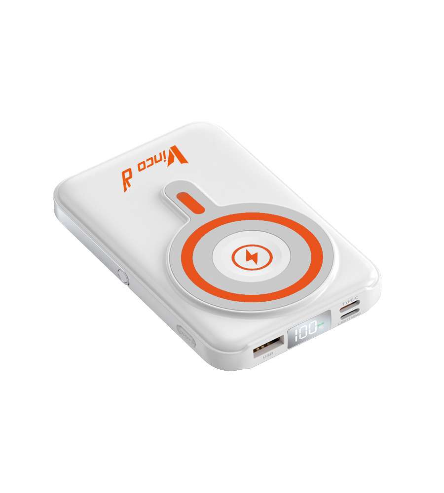 Vinco Powerbank magnetico 10.000 mAh Bianco con ricarica wireless