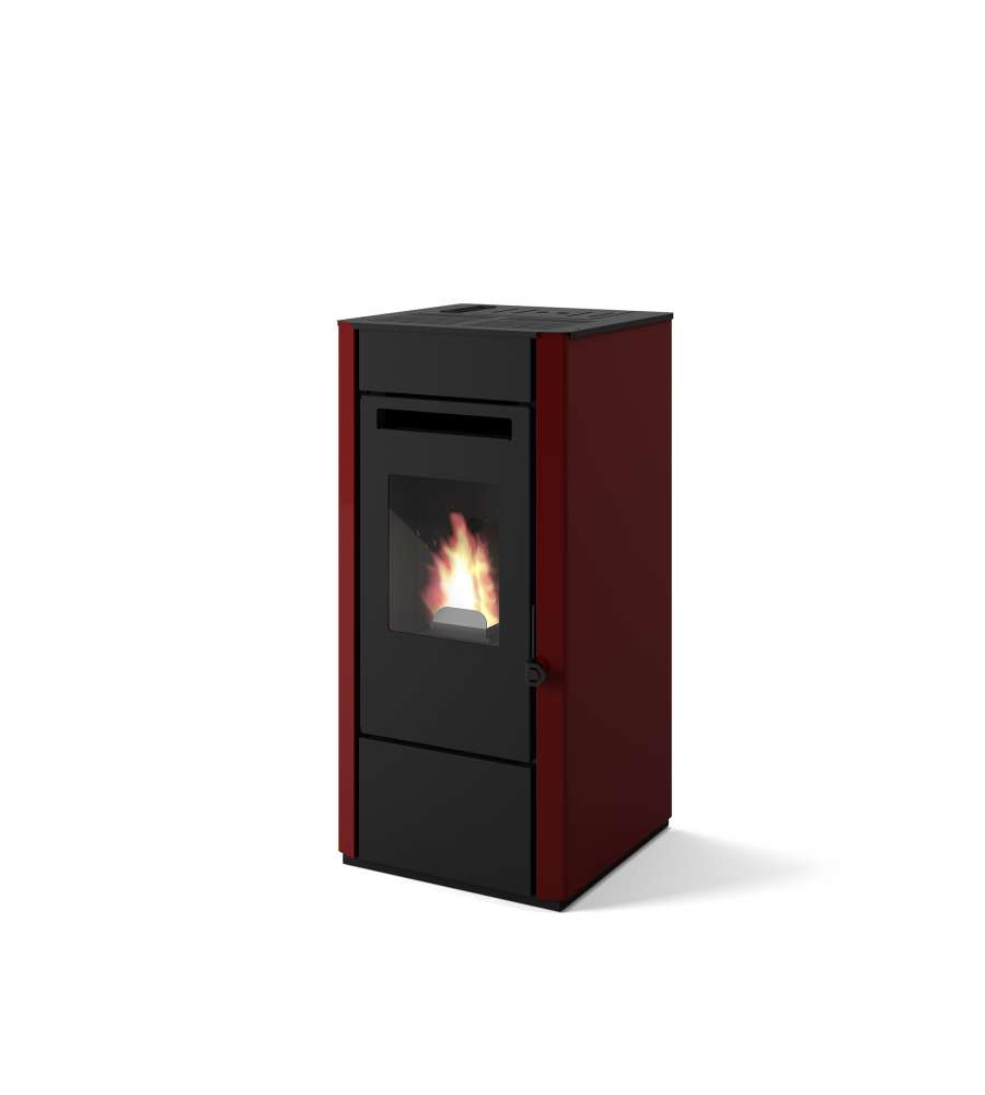 Stufa a Pellet Elsa - Rosso - 43,4x46,6x91,9 cm