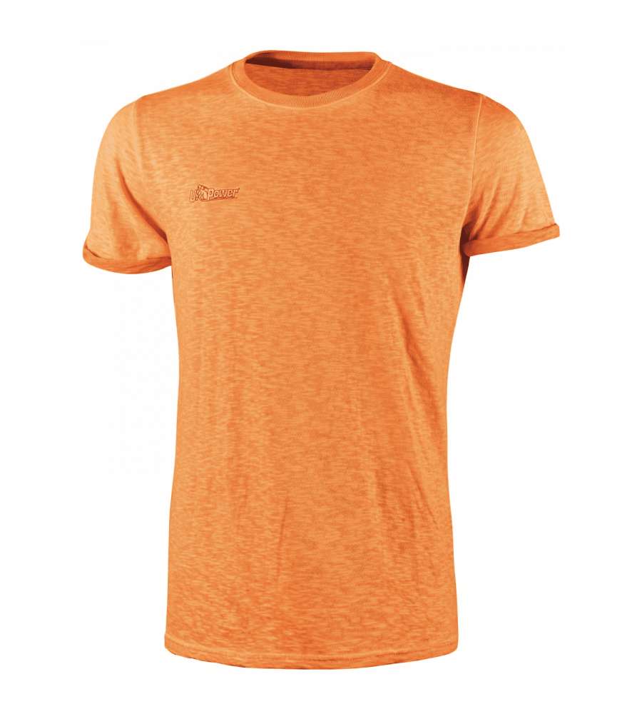 U-POWER T-Shirt L Fluo Arancio Slim Fit in Cotone 100% Manica Corta
