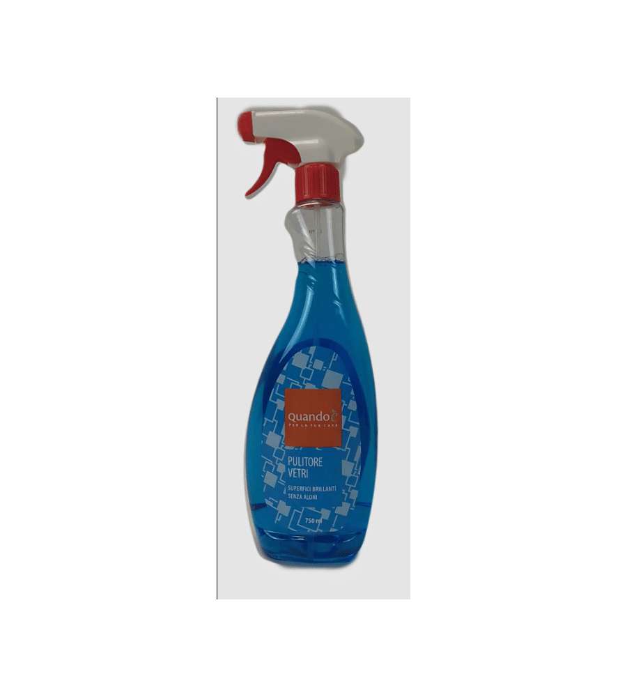 QUANDOE' Pulitore Vetri Spray 750 ml per Pulizia Vetrate e Specchi