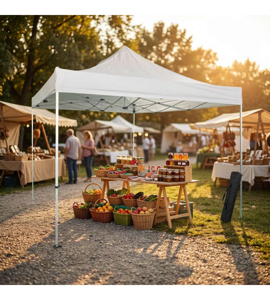 Milani Home Gazebo Pieghevole Professionale 3x4,5 Bianco per Giardino