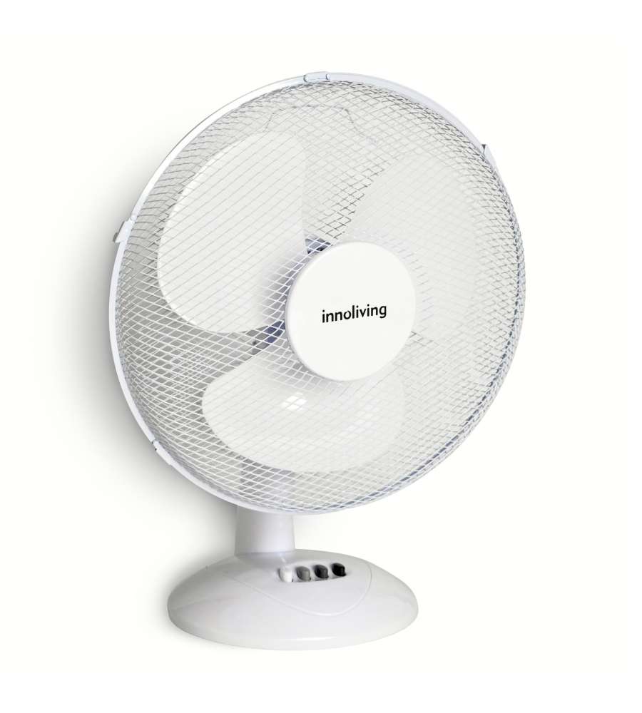 Innoliving Ventilatore da Tavolo 40cm Bianco 45W con 3 Velocità e Oscillazione