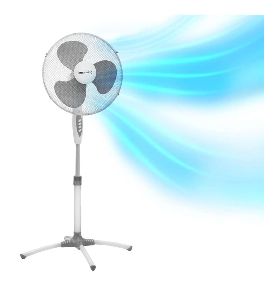 Innoliving Ventilatore piantana 45W 40cm bianco con 3 pale e oscillazione