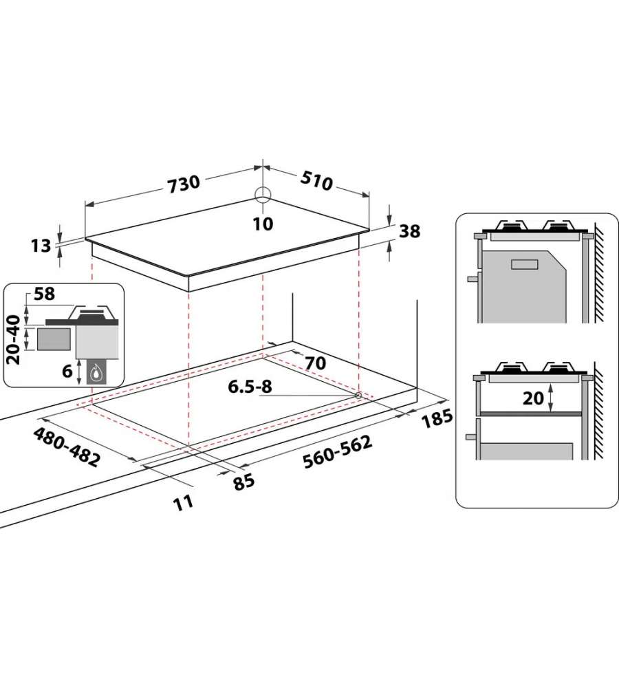 SNDOAS Piano Cottura 4 Fuochi Gas, Piano Cottura Gas Vetro con Protezione  Automatica Della Fiamma, Gas Naturale e Gas Propano, Incorporato, Nero,  8000 W, 220-240 V : : Grandi elettrodomestici