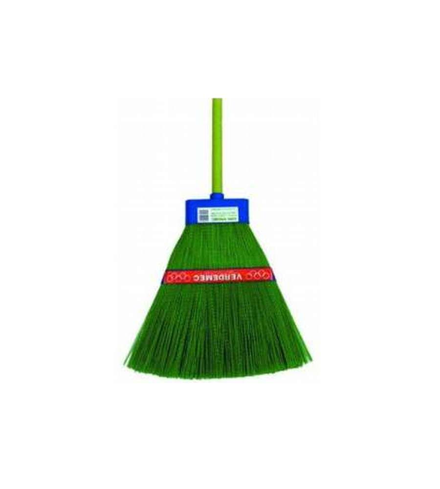 Scopa Per Erba E Foglie Verdemax 3959 Con 20 Denti In Plastica E Manico In Bambù PVC 120 Cm - Leggera E Pratica