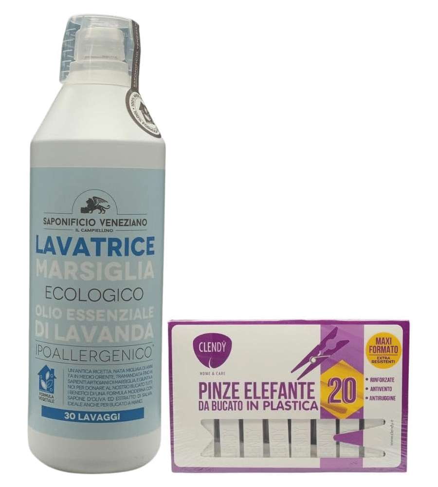 Detergente lavatrice ecologico lavanda 1000 ml con pinze elefante