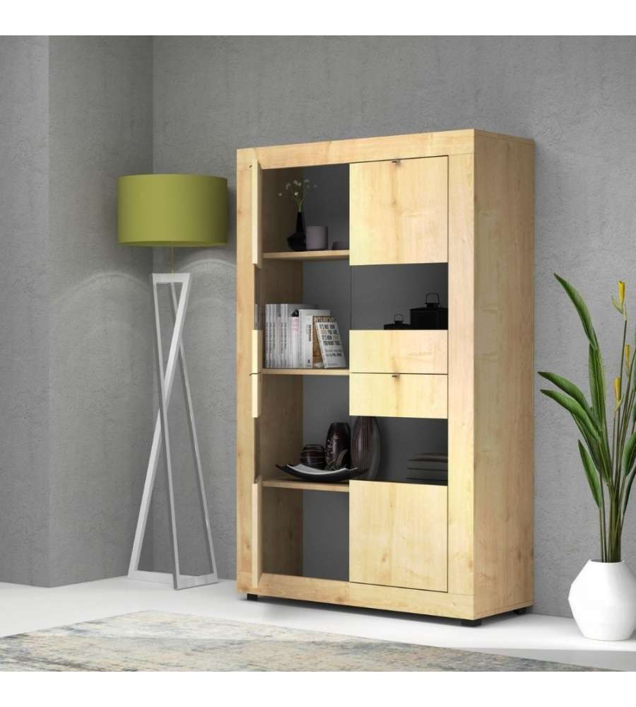 Vetrina Baltesi 120, Rovere Artisan, Nero, Con Porte, Il Numero Di Porte 2 00 202x60x40cm 88026590