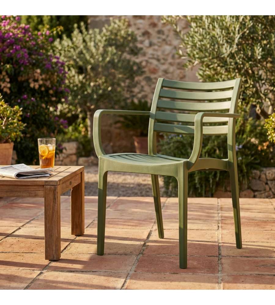 Cosma Poltrona Eveline Verde Scuro Impilabile con Braccioli 58.5x55.2x84cm