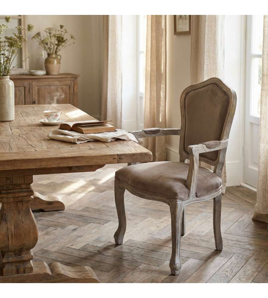 Cosma Poltrona Charlene Velluto Taupe 55x51x100 cm con Braccioli