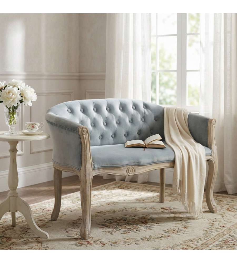 Cosma Divano in Velluto Grigio 2 Posti Dimensioni 107x61x70 cm