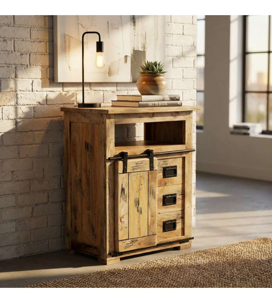 Cosma Mobile Soggiorno Zacharias in Legno di Mango Marrone 70x45x90 cm