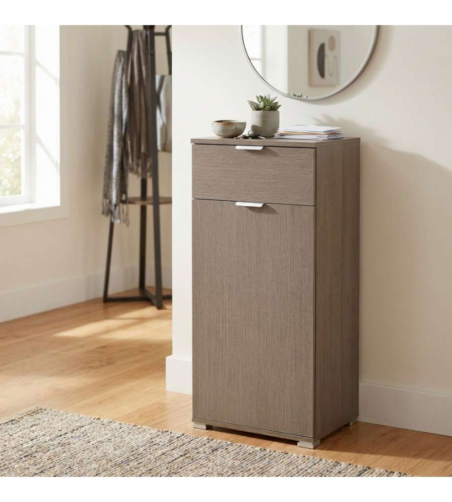 Cosma Mobiletto 1 Anta e 1 Cassetto Rovere Grigio 45x38x103 cm