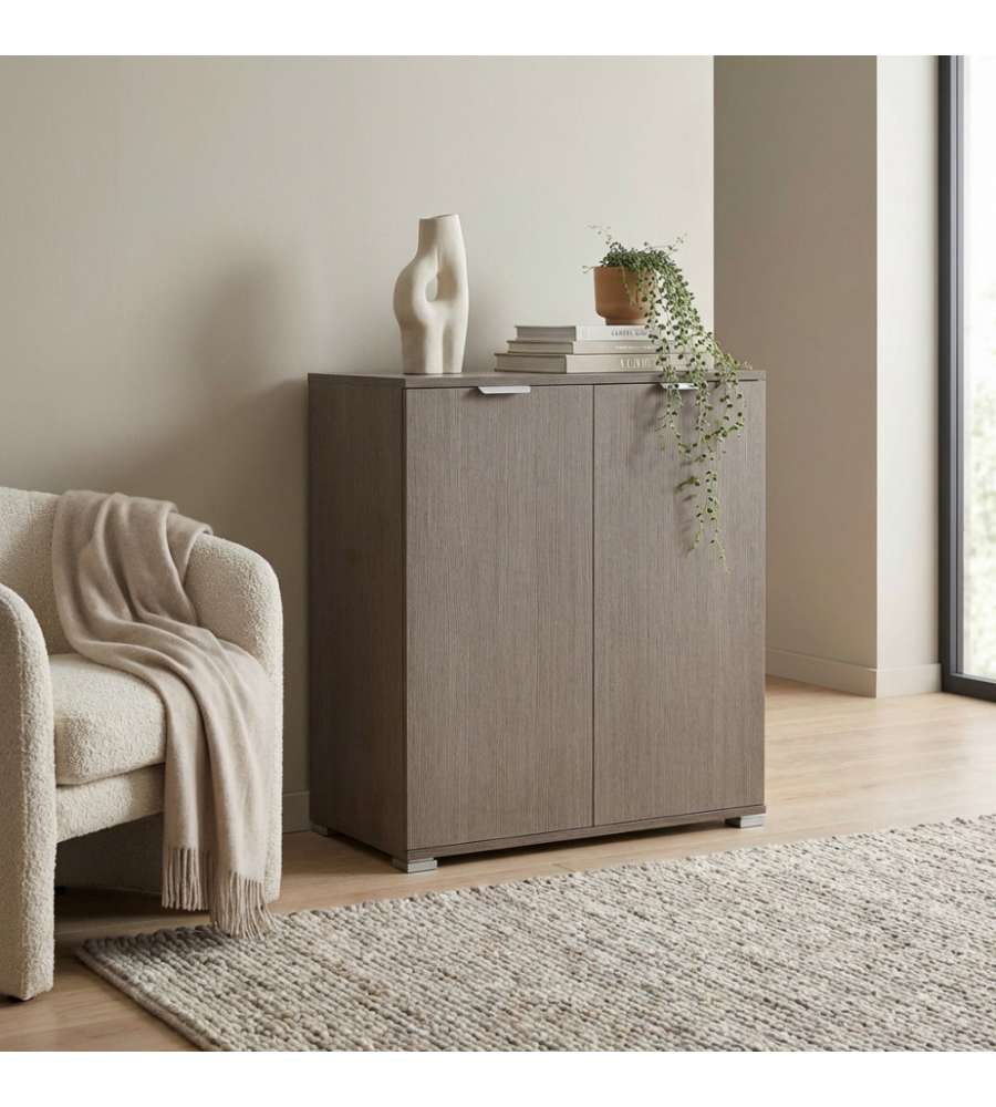Cosma Mobiletto 2 Ante Rovere Grigio 75x38x85 cm - Comodino in Truciolare