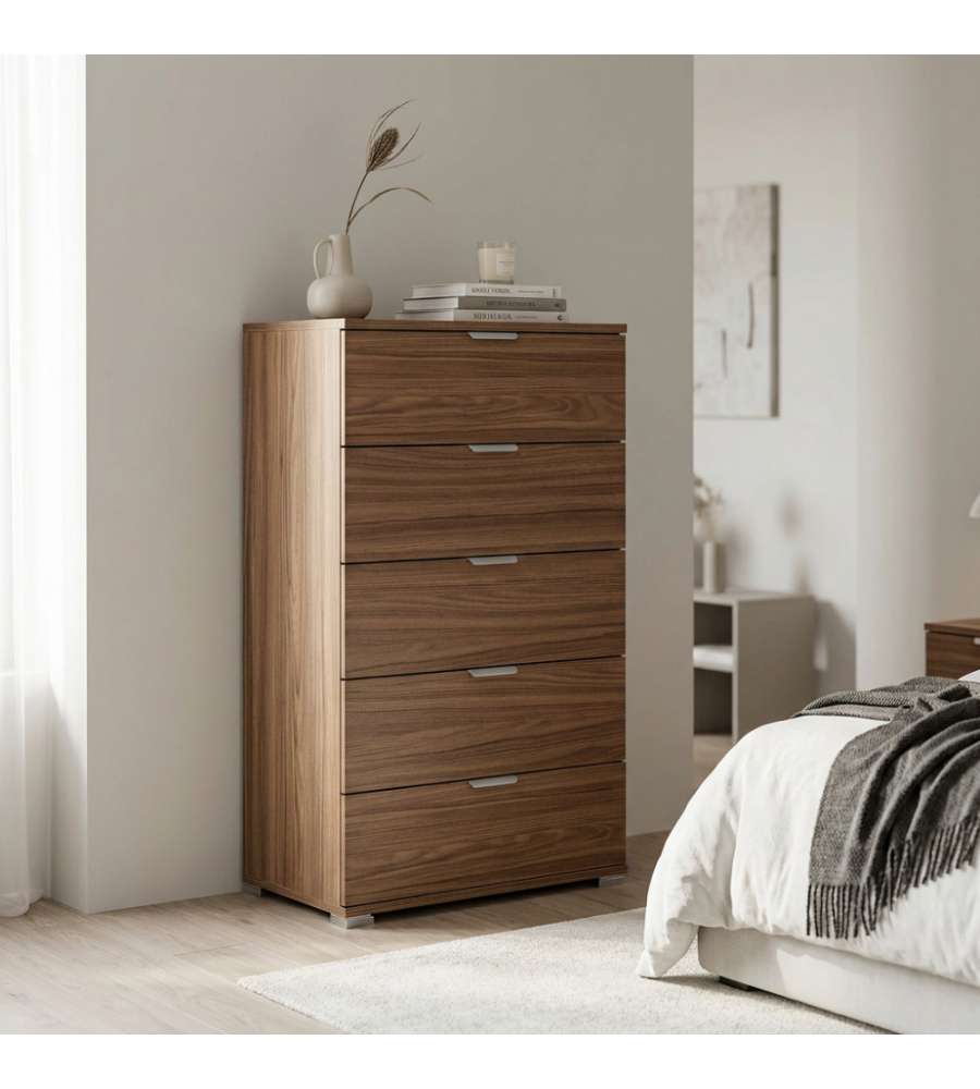 Cosma Cassettiera 5 Cassetti Marrone 60x38x103 cm in Truciolare Bilaminato