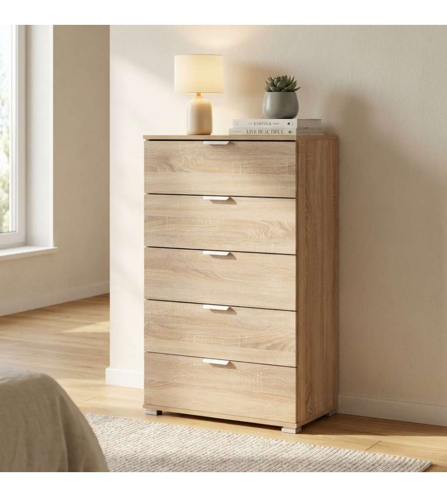 Cosma Cassettiera 5 Cassetti Marrone Chiaro 60x38x103 cm Truciolare