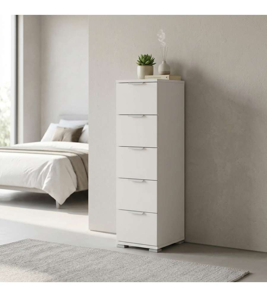 Cosma Cassettiera 5 Cassetti Bianca 27x38x103 cm in Truciolare Bilaminato