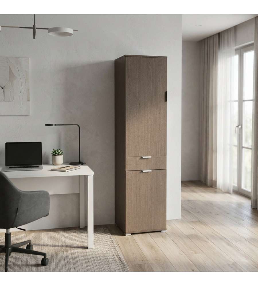 Cosma Armadio 2 Ante 1 Cassetto Rovere Grigio cm 45x38x174 h