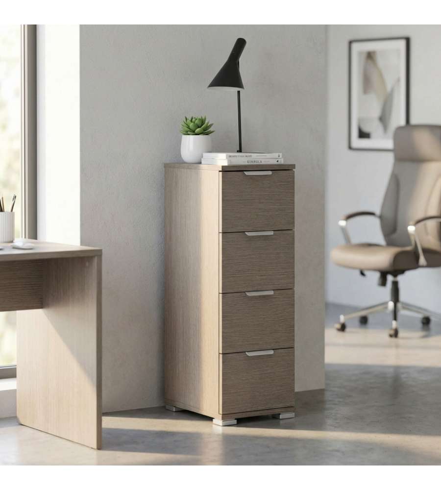 Cosma Cassettiera 4 Cassetti Rovere Grigio 27x38x85 cm Moderna