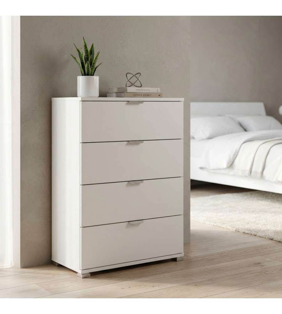 Cosma Cassettiera 4 Cassetti Bianca 60x38x85 cm in Truciolare Bilaminato