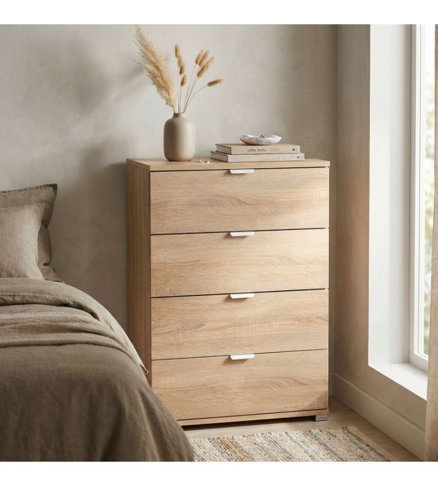 Cosma Cassettiera 4 Cassetti Marrone Chiaro 60x38x85 cm Truciolare