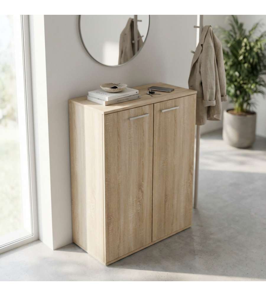 Cosma Mobiletto 2 Ante Quercia Chiaro 68x34x95 cm Design Moderno