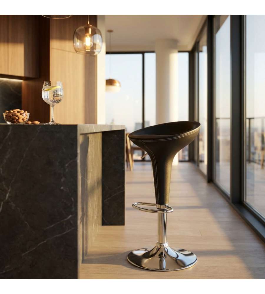 Cosma Sgabello Jago in Metallo e Plastica Nero 39,5x44,5x58/78 h