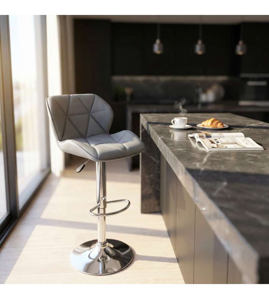 Cosma Sgabello Manuel Grigio in Metallo/Ecopelle 48x44x85/106 cm