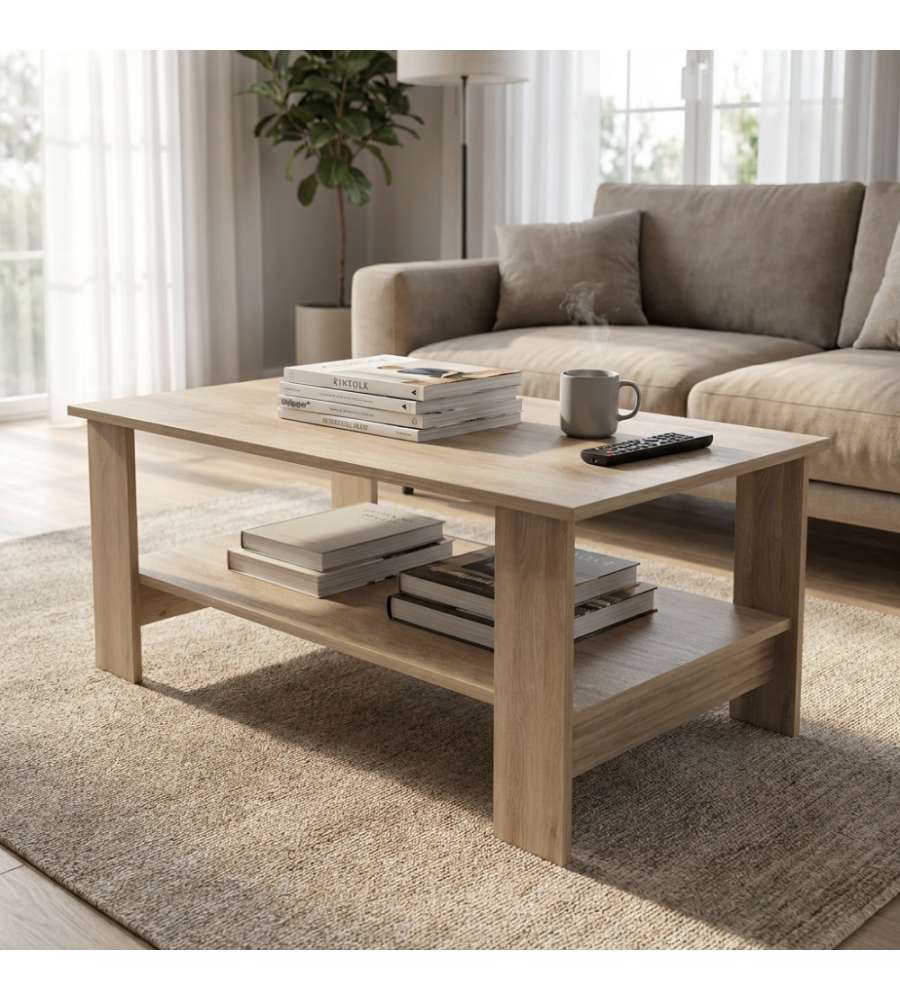 Cosma Tavolino Salotto Rovere Chiaro 100x55x41 cm Moderno Rettangolare