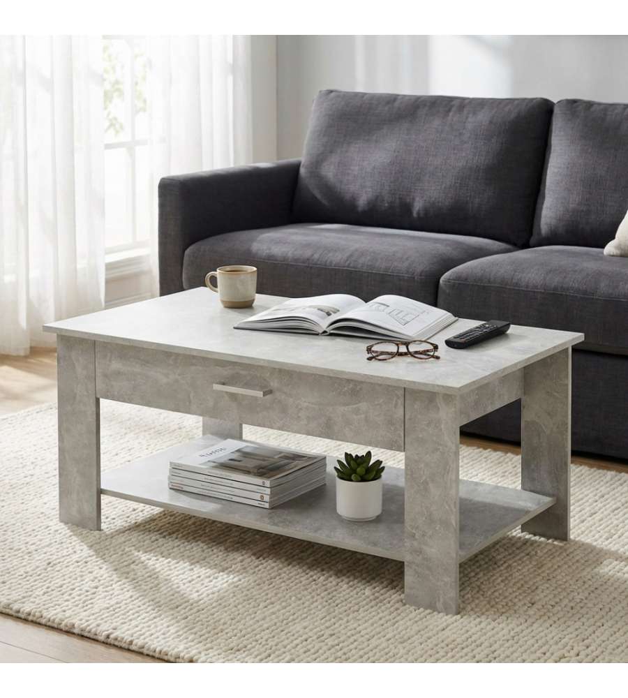 Cosma Tavolino da Salotto Myrto Grigio Effetto Cemento 110x60x44 cm