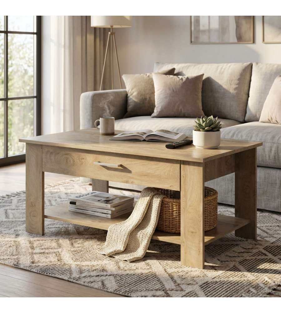 Cosma Tavolino Salotto Myrto Rovere Chiaro 110x60x44 cm Moderno