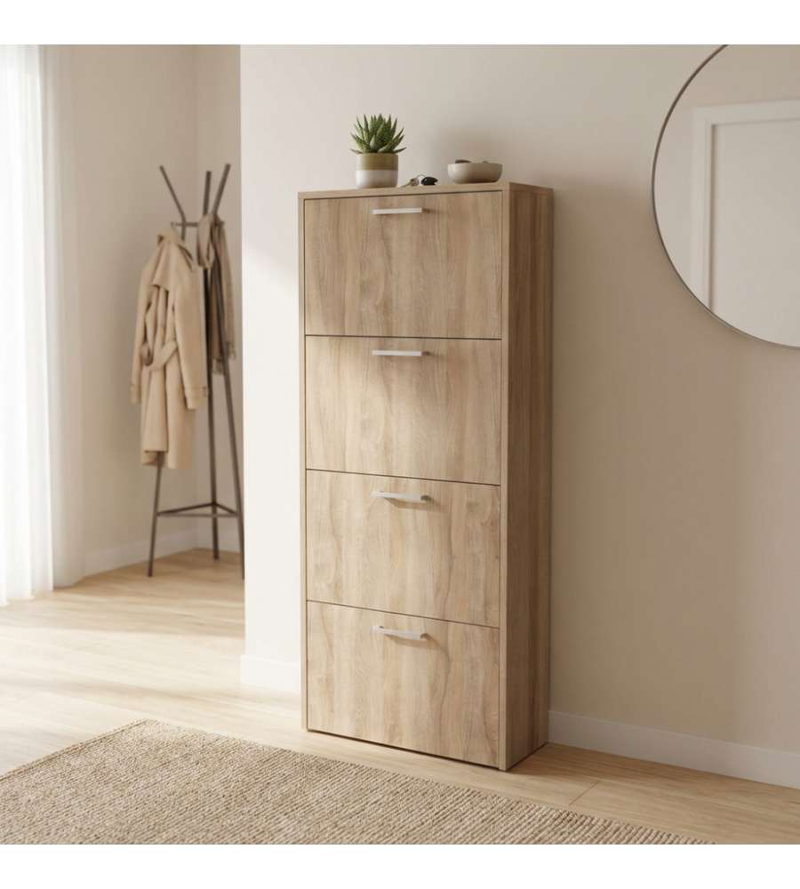 Cosma Scarpiera Moderna 4 Ante a Ribalta Olmo Chiaro 59x25x140 cm