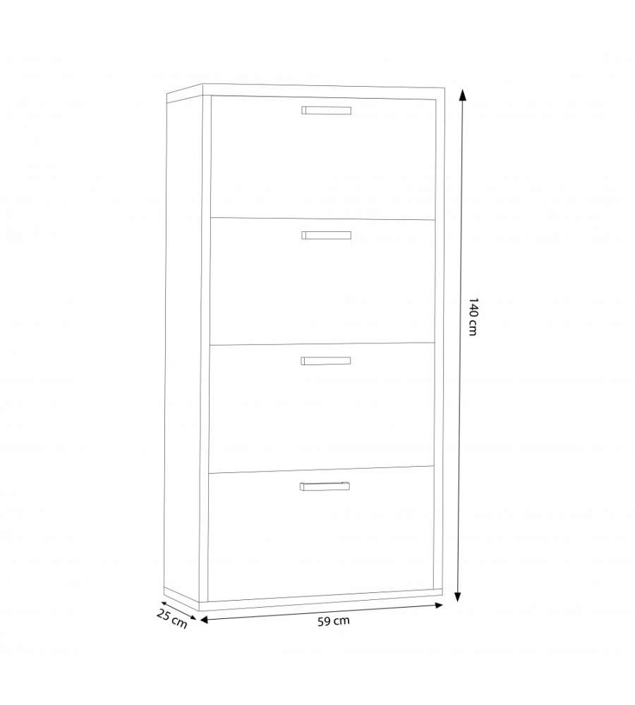 Cosma Scarpiera 4 ante a ribalta Pino chiaro 59x25x140 cm moderna