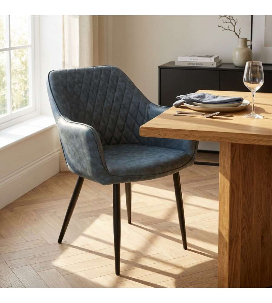 Cosma Poltrona Sindy in Ecopelle Blu 56x60x87cm Stile Moderno
