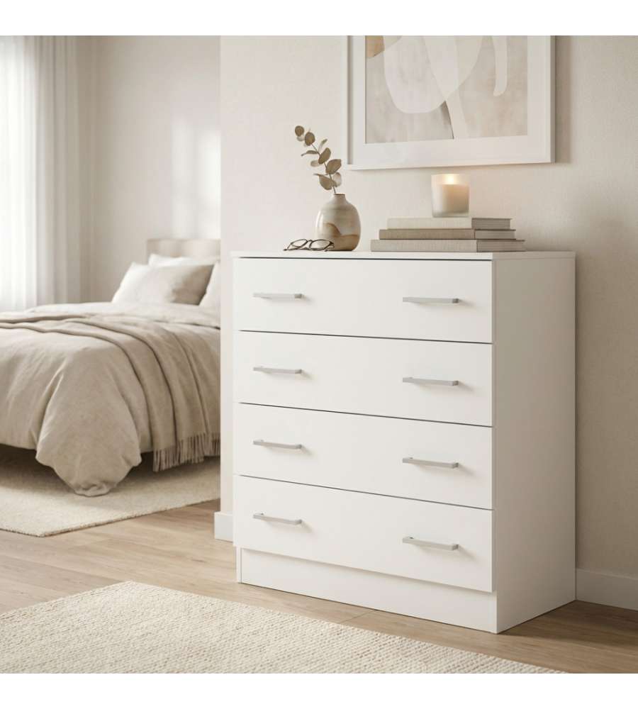 Cosma Mobile 4 Cassetti Bianco 80x45x91 cm in Truciolare Laccato