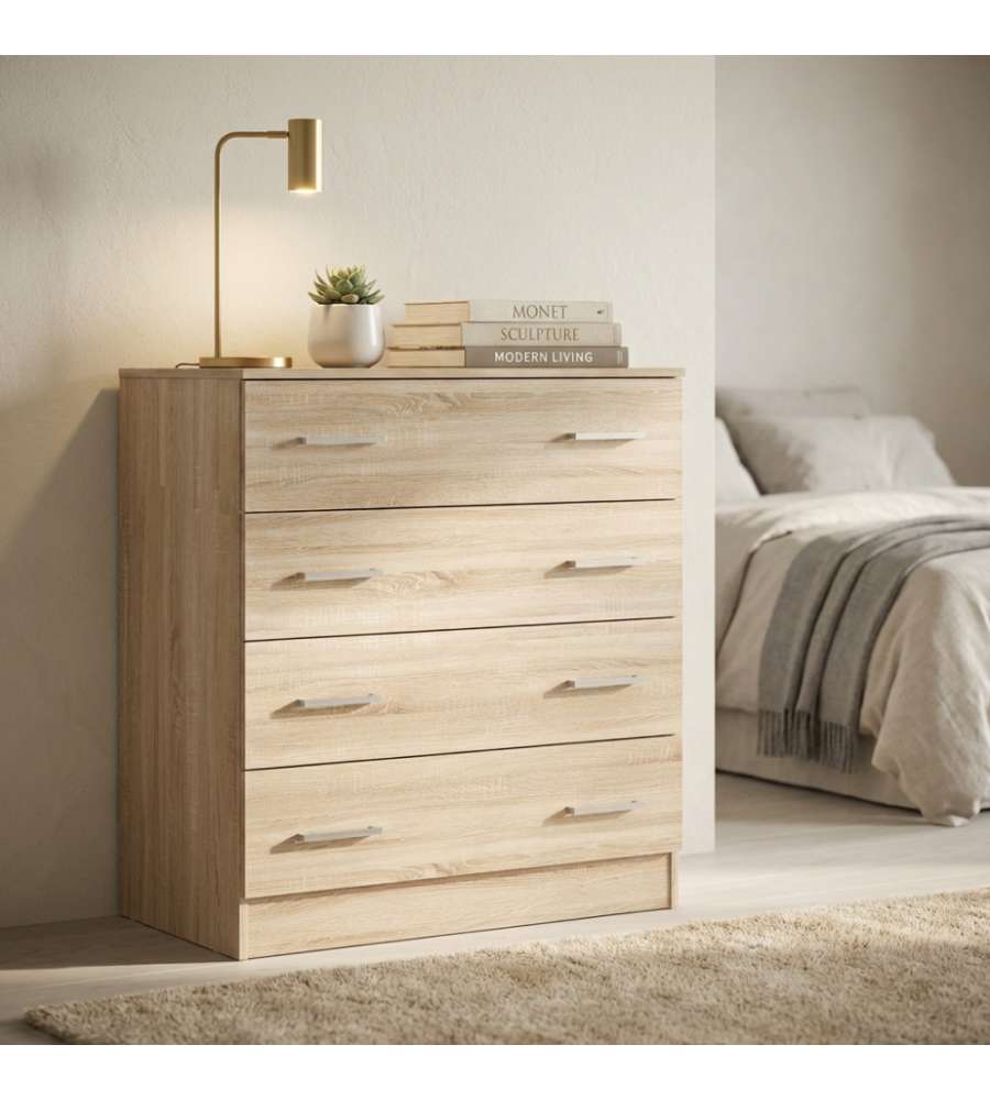 Cosma Mobile 4 Cassetti Quercia Chiaro 80x45x109h cm Moderno