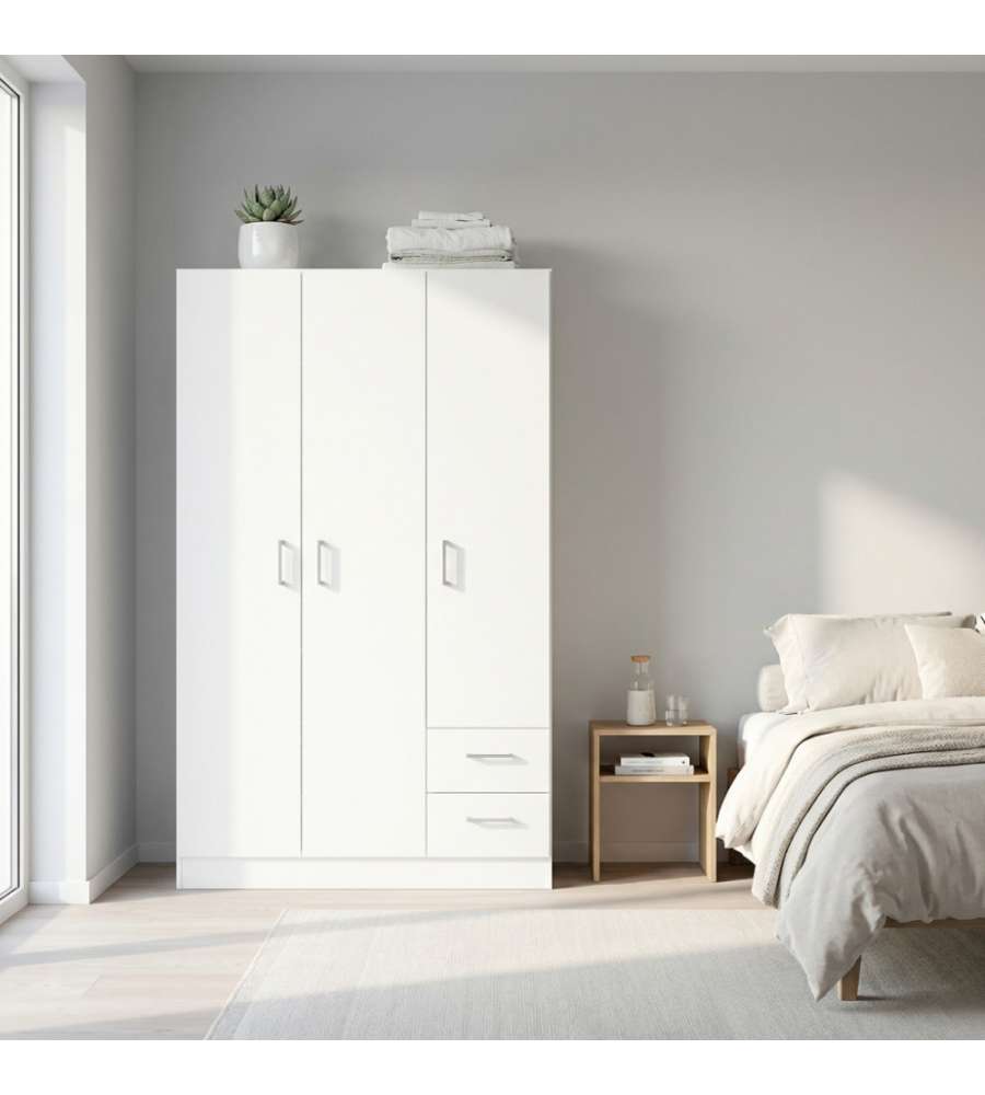 Cosma Armadio 3 Ante 2 Cassetti Bianco 120x52x190 cm Truciolare