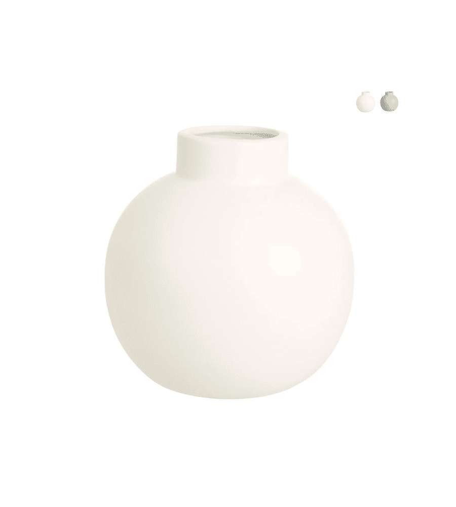 Bizzotto Vaso Decorativo Sferico in Porcellana Bianco 16 cm