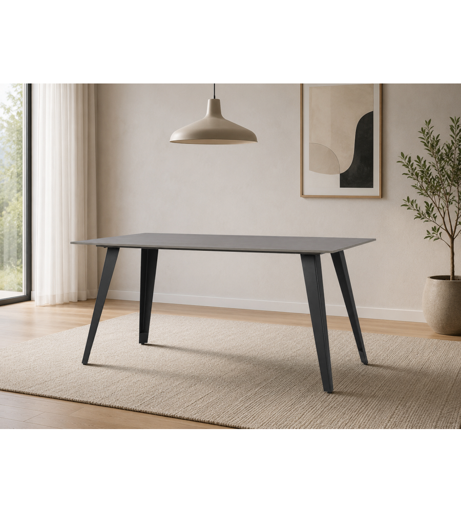 Bizzotto Tavolo Arjeta 140x80 cm Effetto Marmo Grigio Moderno Elegante