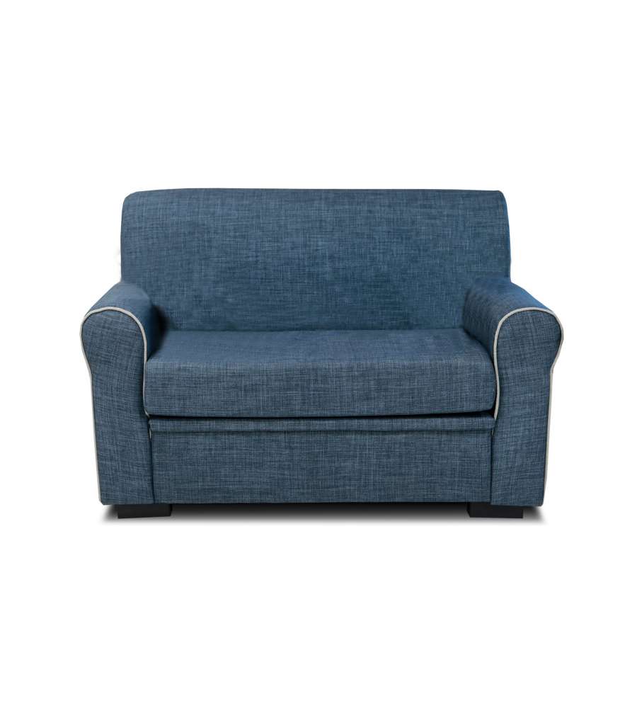 Divano 2 Posti Tosca Blu 85 x 125 x 70 cm - Eleganza Compatta in Tessuto con Struttura in Legno