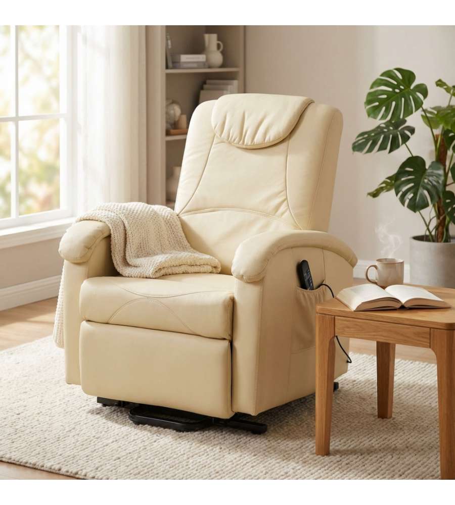 Cosma Poltrona Relax Massaggiante Elettrica Beige per Interno