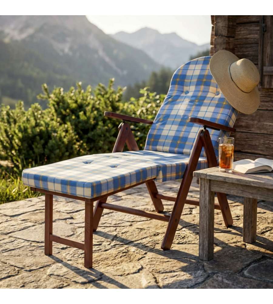 Cosma Poltrona Relax 4 Posizioni Blu con Cuscino e Prolunga Faggio