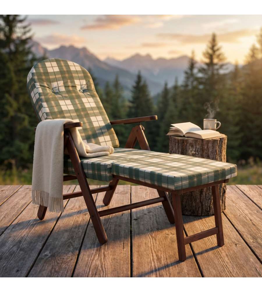 Cosma Poltrona Relax 4 Posizioni Verde con Cuscino e Prolunga 84x60 cm