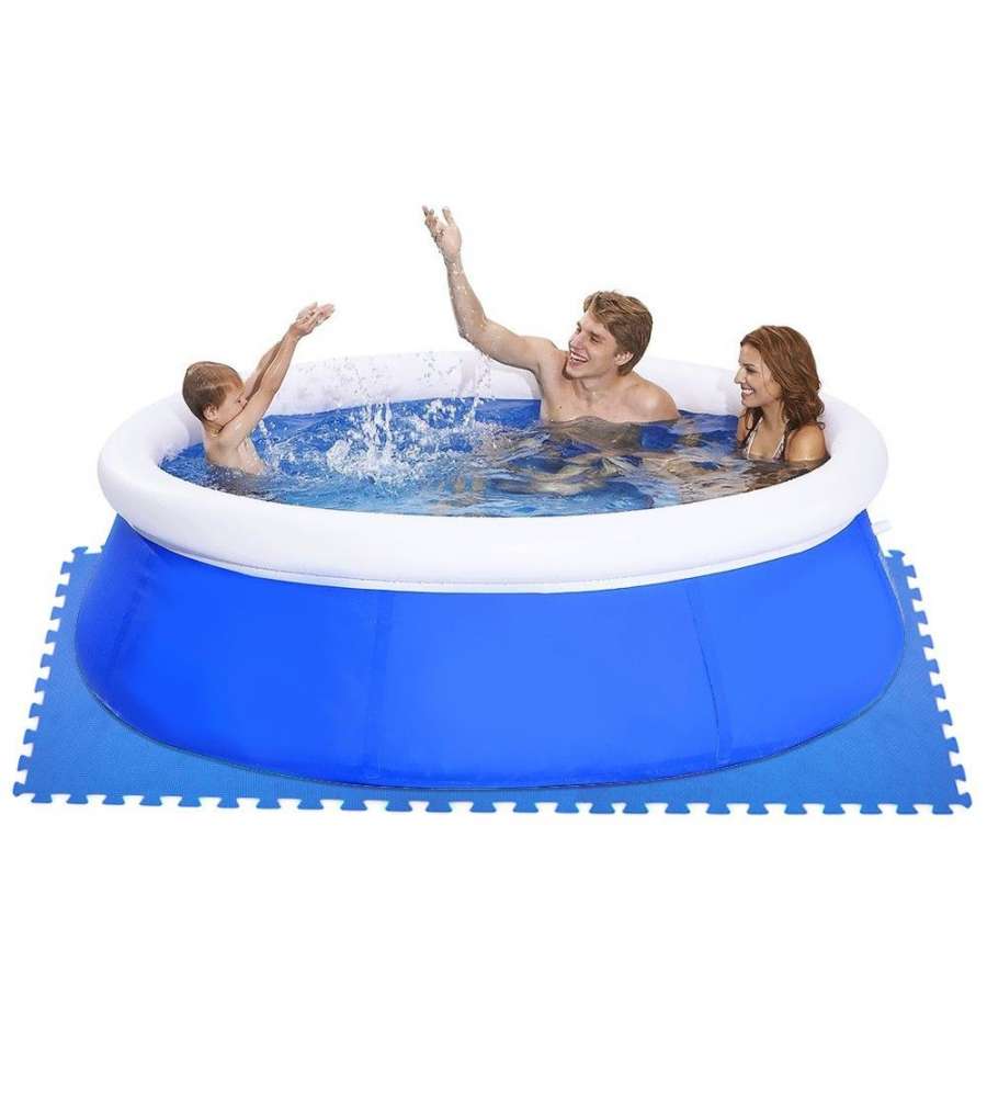 6pz Tappetino Puzzle Morbido Per Piscina 60x60x0.8 Blu Dh43871