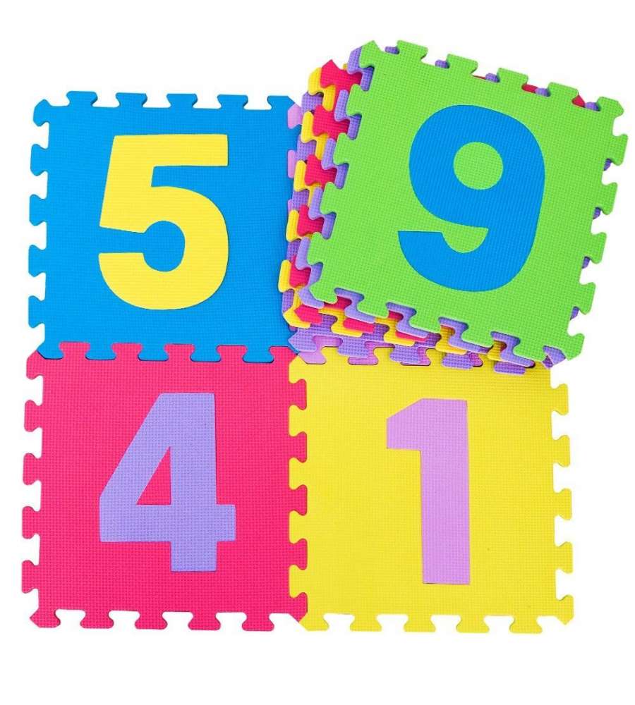 9pz Tappetino Piastrella Puzzle Numeri 32x32x1 Per Bambini