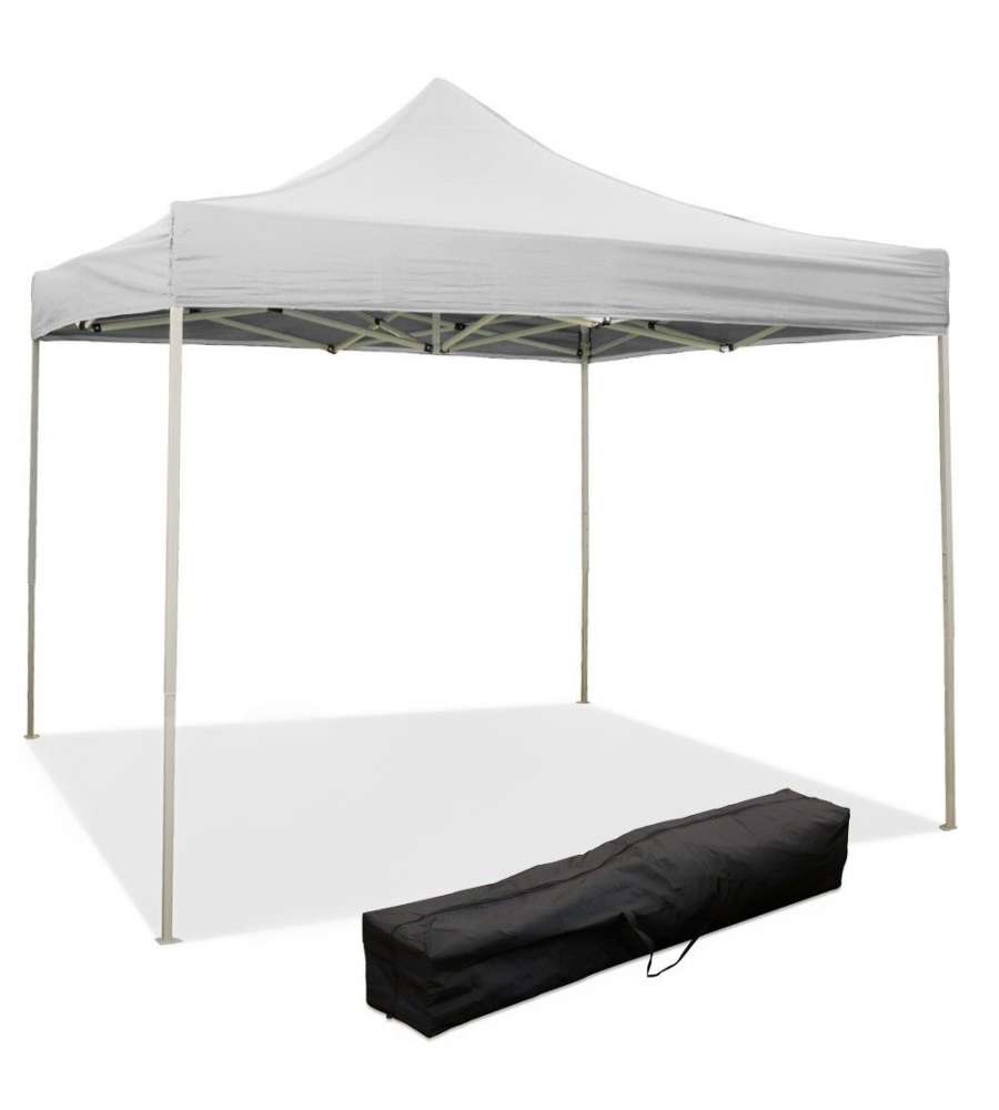 Gazebo Richiudibile Pieghevole 3 X 3 Bianco Ricoperto In Pvc