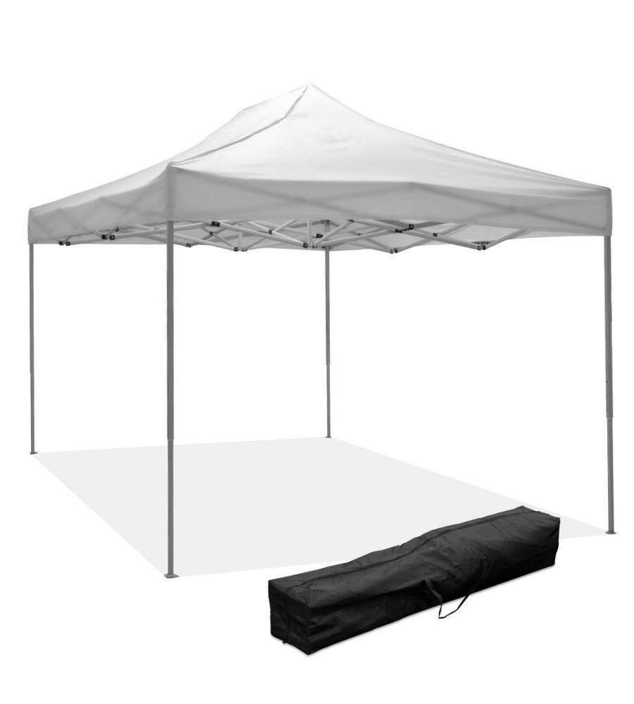 Gazebo richiudibile pieghevole 3 X 4,5 Bianco ricoperto in PVC impermeabile