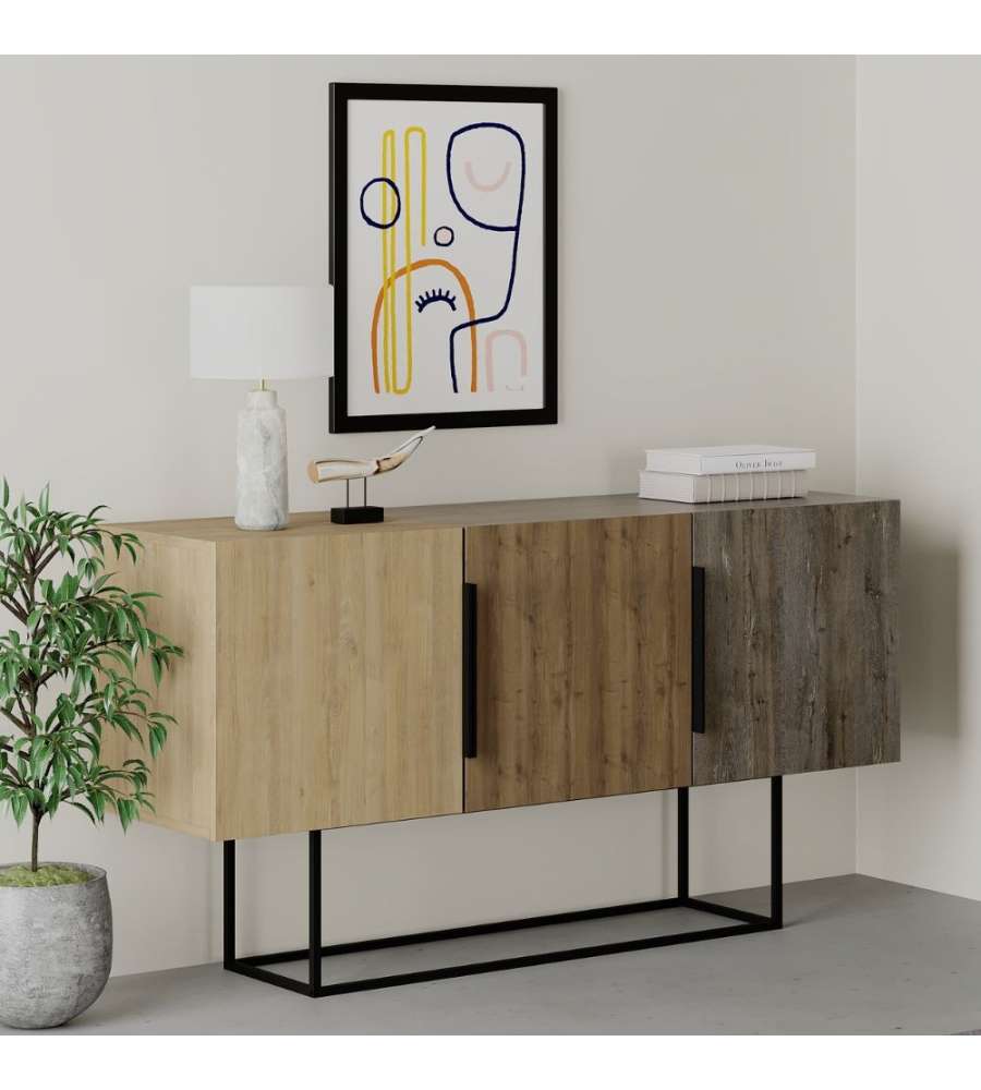 Madia Tontini 3 ante colore rovere noce e dark coffe 150 cm