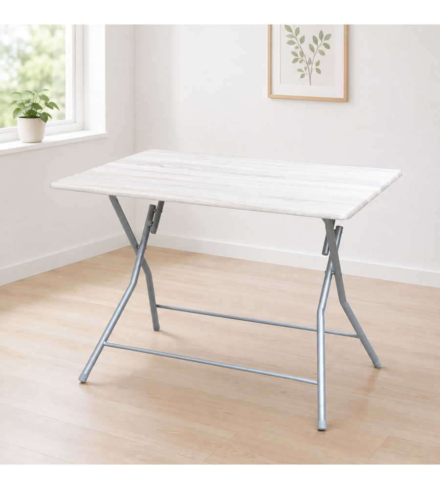 Domo Mea - Tavolo Pieghevole 70 x 100 cm in Metallo e MDF Canadian